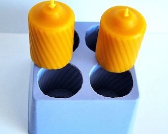 Moule pour bougies votives en silicone - 4 cavités - bougies cannelées