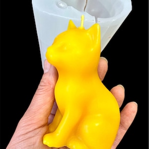 3D Silicone cat kitty feline candle mold - pillar candle - soap lotion bar resin mould - homemade