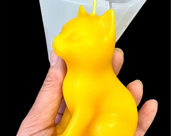 3D Silicone cat kitty feline candle mold - pillar candle - soap lotion bar resin mould - homemade