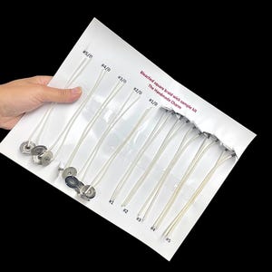 Kit de amostra de mecha de trança quadrada branqueada com sugestão de mecha e tabela de preços - 10 tamanhos de mecha