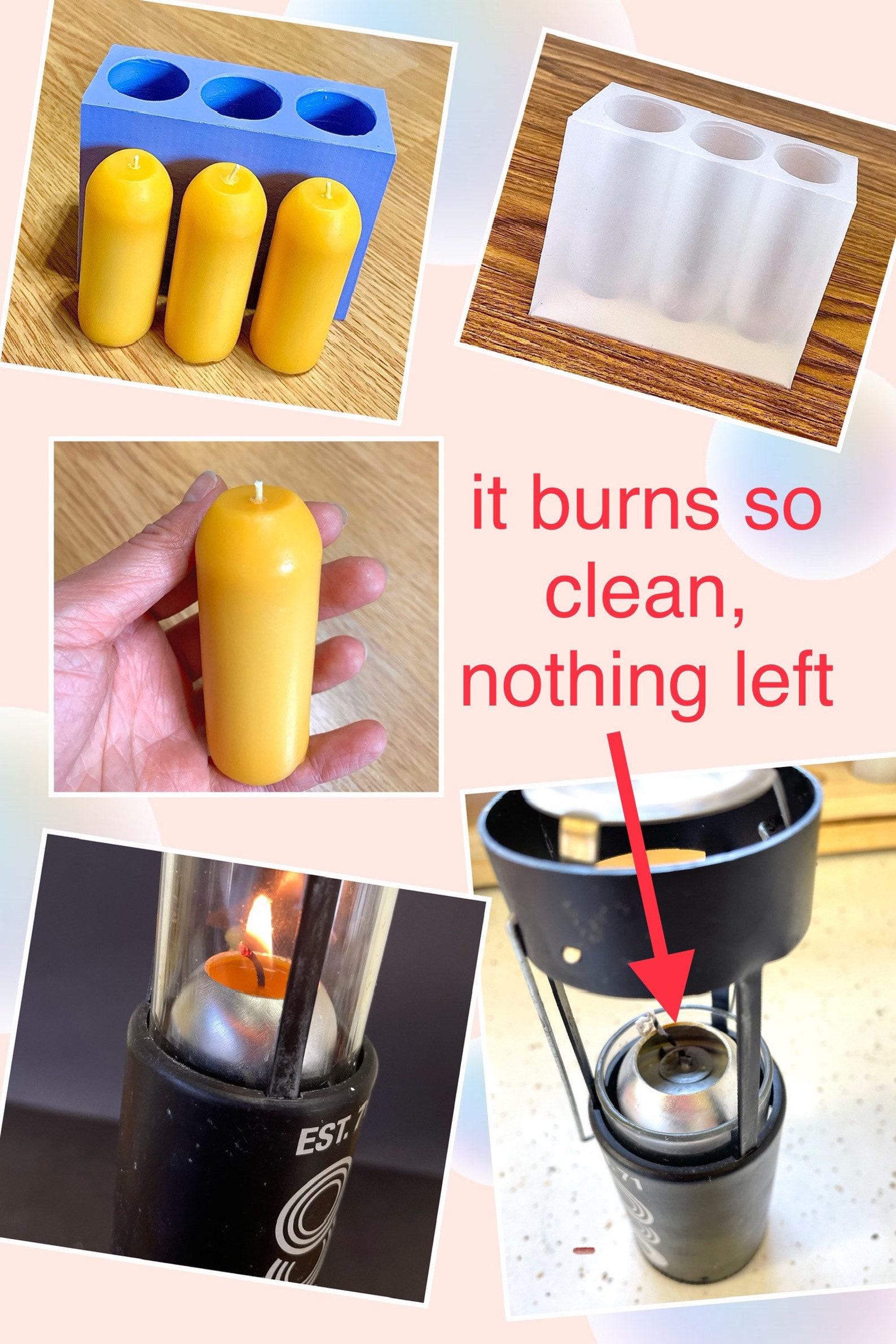 Silicone Flat Top Emergency Taper Candle Mold 3 Cavities Candle Lantern