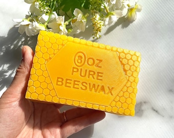 8 oz 100% pure beeswax block - triple filtered - candle ready
