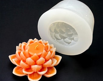 3D silicone lotus flower mold - 3 1/4” - water lily mold - beeswax candle mold - soap resin mold