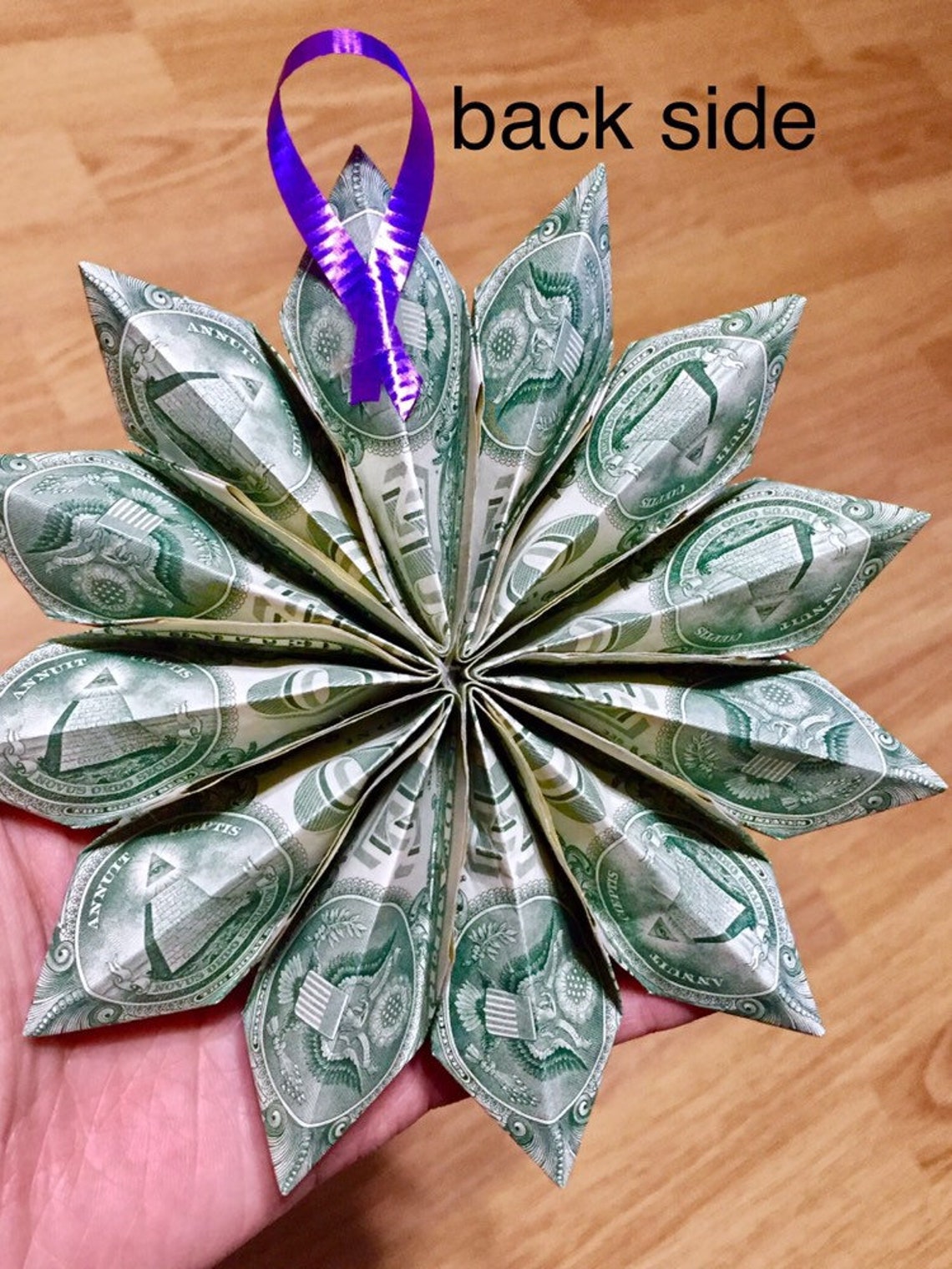 Money Origami flower ornament wreath for Christmas dollar bill Etsy