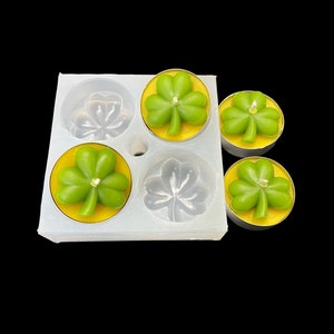 Silicone shamrock clover Tealight candle Mold - wax melt lotion bar soap mold - resin mold