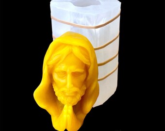 3.6” silicone Jesus mold - praying hands mold - 3D candle soap resin mold