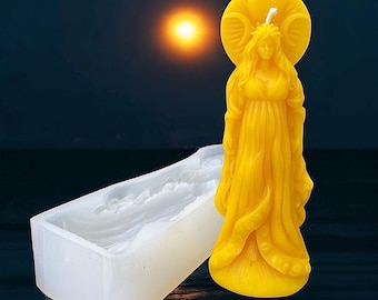 Stampo in silicone da 6,5" con tripla luna e dea per candele, sapone e resina