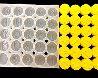 Viking runes Silicone tea light candle mold - wax melt lotion bar soap resin jewelry mold - chocolate jello mold - food grade