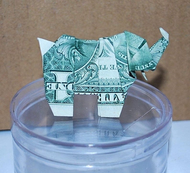 Money Origami origami elephant money elephant US dollar Etsy