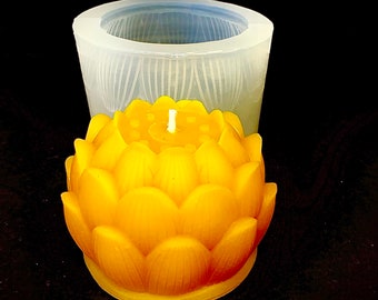 3D silicone Lotus flower candle mold - lotus soap resin mold - homemade silicone pillar candle mold