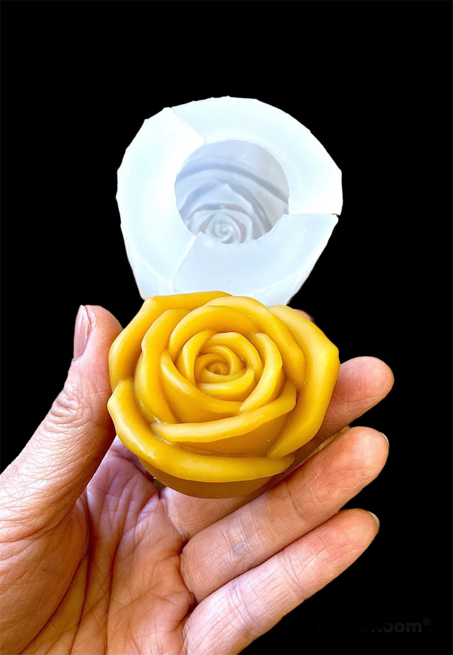 KuuGuu 3 Pack 3D Flower Bloom Rose Silicone Molds Resin Rose Candle Mold for Cake Decoration Chocolate Handmade Soap Candy Making Craft Art