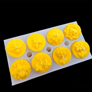 Silicone honey bee Tealight candle Mold - honeybee honeycomb tea light mold - wax melt lotion bar soap