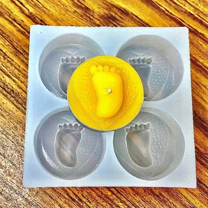 Silicone baby foot Tealight candle Mold - 4 cavities - wax melt lotion bar soap mold - baby foot resin mold - baby shower gift
