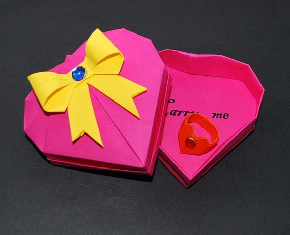 Origami Heart Ring Origami Heart Box Origami Bowknot Gift For Her Valentine Gift Anniversary Gift Kids Gift