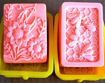 high quality Silicone soap mold - honeycomb honeybee soap mold - flower soap mold