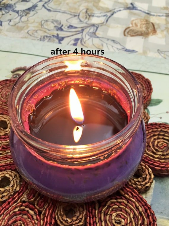 purple soy candle 6 oz jar container Herb dry lavender meditation calming 26 HR