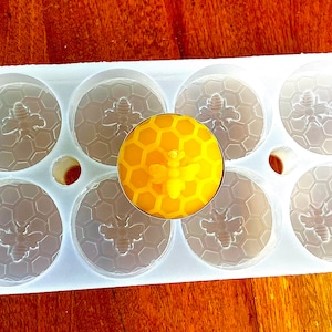 Silicone honey bee Tealight candle Mold - honeybee honeycomb tealight mold - 8 cavities - wax melt lotion bar soap