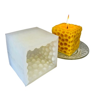 4” big silicone honeycomb pillar candle mold - square cylinder mold - candle soap resin concrete mold - homemade