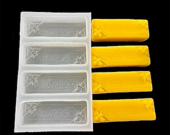 Silicone beeswax bar Mold - 1 oz bee bar mold - honeybee bar mold - Food grade - handmade mould