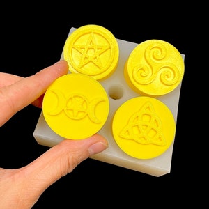 Magische Silikonform Teelicht - Hexerei, Symbol für heidnische Rituale - Pentagramm - dreifacher Mond