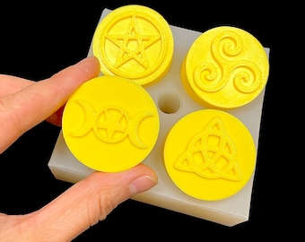 Magical silicone tealight mold - witchcraft symbol for pagan rituals - Pentagram - triple moon
