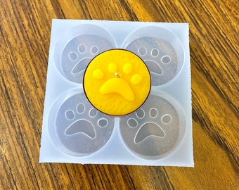 Silicone paw print Tealight candle Mold - 4 cavities - wax melt lotion bar soap mold - paw print resin mold
