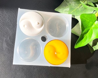 Silicone yin yang candle Mold - altar tealight candle mold - wax melt lotion bar soap mold - chocolate candy mold