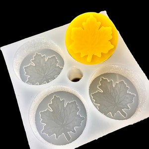 Silicone maple leaf Tealight candle Mold - 4 cavities - wax melt lotion bar soap mold - resin mold - chocolate mold