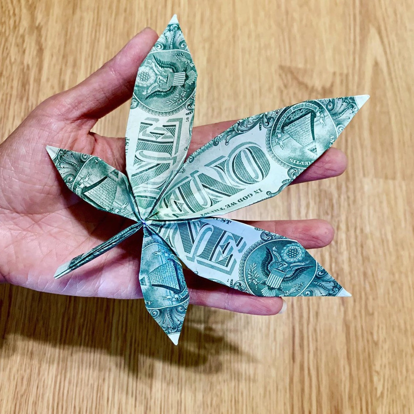 Money origami marijuana leaf cannabis leaf money gift Etsy