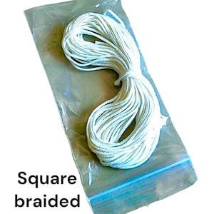 10 Yards Square Braid Candle Wick - Cotton Wicks - 5/0 - 4/0 - 3/0 - 2/ ...