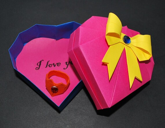 Origami Heart Ring Origami Heart Box Origami Bowknot Gift For Her Valentine Gift Anniversary Gift Kids Gift