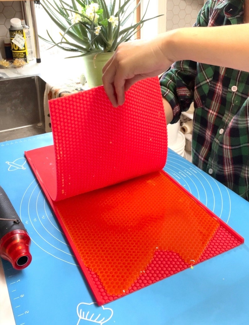 High quality Silicone honeycomb beeswax sheets mold for rolled candle or beehive foundation image 4
