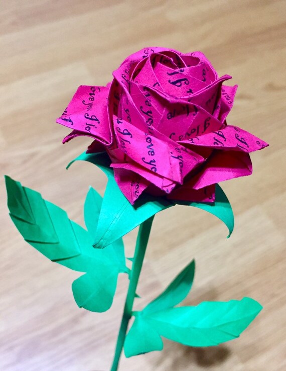 Origami Paper Rose Origami Flower Paper Flower Paper Rose Valentine Gift For Her Anniversary Rose Bouquet Origami Pentagon Rose