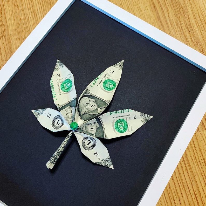 Money origami marijuana leaf cannabis leaf money gift Etsy