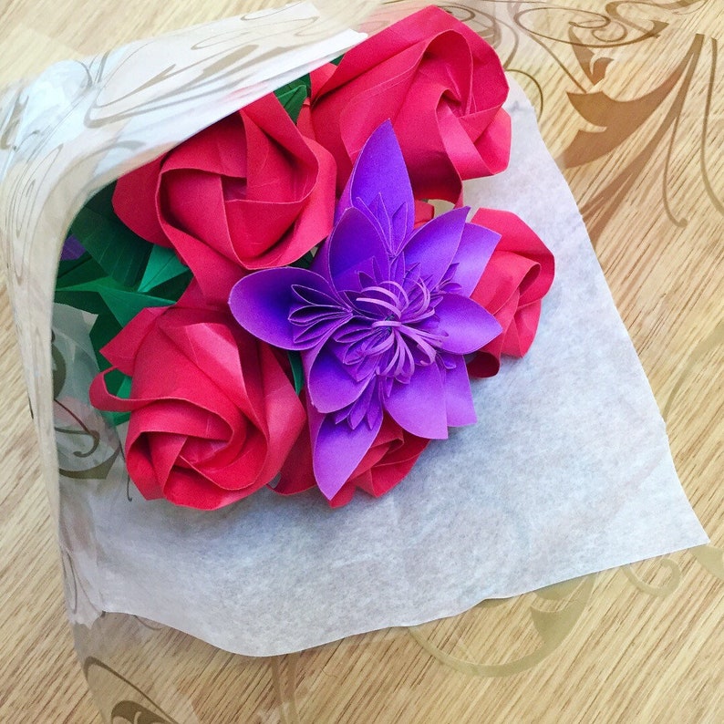 Origami Paper Roses Rose Bouquet Flower Bouquet Etsy - image 0