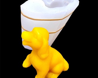 3D Silicone dog puppy candle soap mold - pillar candle - lotion bar mould - resin mold - homemade - 3.5”