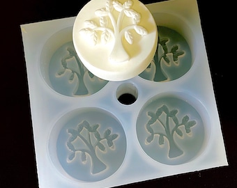 Silicone life tree Tea light candle Mold - wax melt lotion bar mould - 4 cavity Homemade