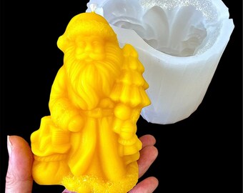 4.5” Silicone Santa Claus Mold - 3D candle soap resin mold - Christmas holiday candle mold - food grade