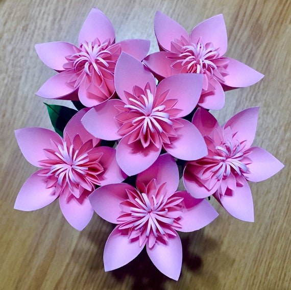 Paper Flower Bouquet Origami Flowers Paper Flowers Origami Bouquet Cherry Blossom Anniversary Gift Christmas Gift Sakura Flower