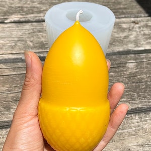 Style 1 silicone acorn mold - 4.5” - 3D acorn candle soap resin mold - holiday candle mold