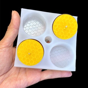 Silicone honeycomb Tealight candle Mold - 4 cavities - wax melt lotion bar - guest soap - ice cube chocolate mold