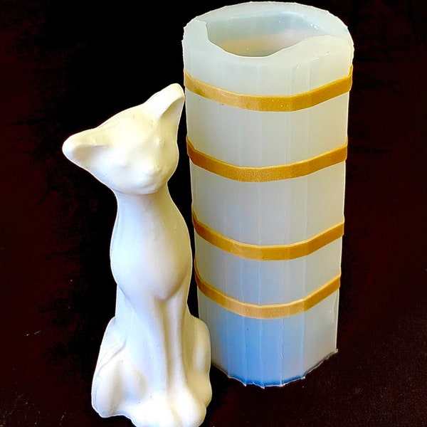 3D Silicone cat kitty feline candle mold - pillar candle - soap lotion bar mould - homemade