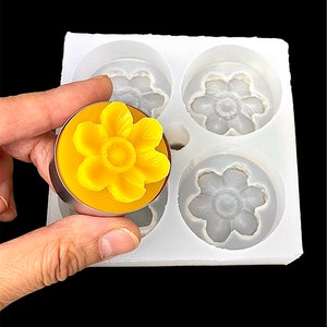 Silicone flower Tea light candle Mold - 4 cavities - wax melt lotion bar soap mold - flower resin mold - wedding shower gift
