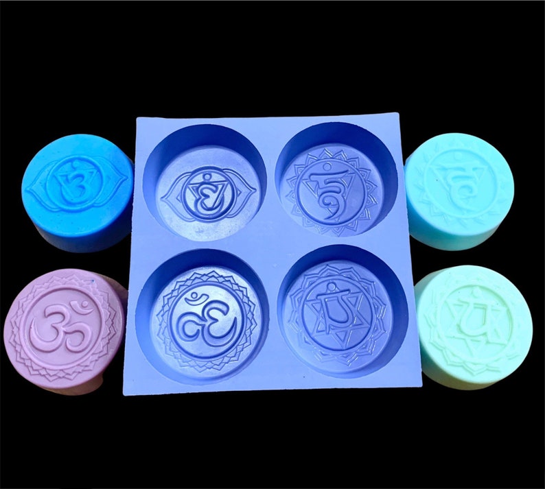 Silicone Chakra Soap Candle Mold 4 Cavities Yoga Symbol Etsy