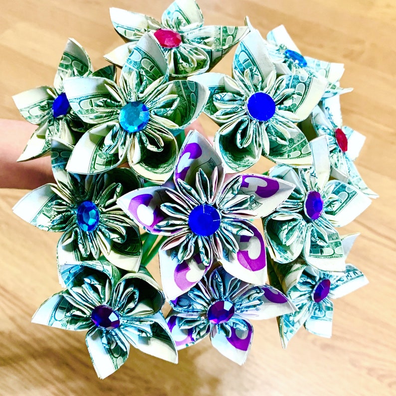 Money flower origami kusudama dollar bill flower cherry Etsy