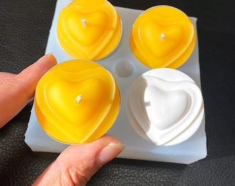 Silicone heartbeat Tealight candle Mold - heart design tea light mold - wax melt lotion bar soap mold - resin chocolate ice cube mold