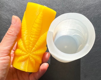 Style 2 Silicone Mold with marijuana leaf - pillar candle mold - pot leaf mold