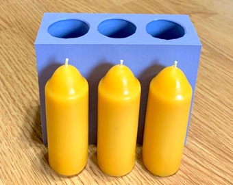 Silicone emergency Taper candle Mold - 3 cavities  - candle lantern mold - tapered top - homemade - handmade