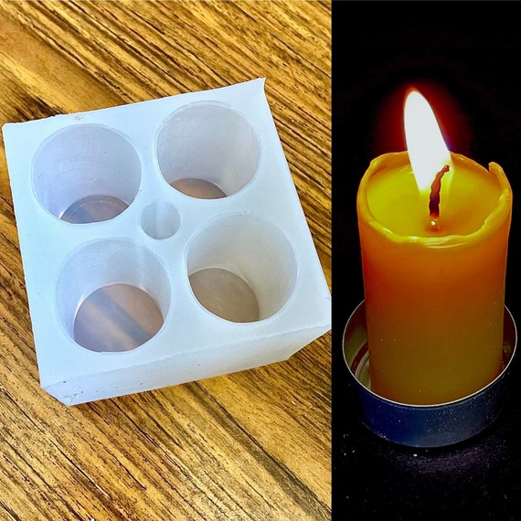 Silicone Taper Candle Mold Pillar Cylinder Candle 4 Cavities Mini