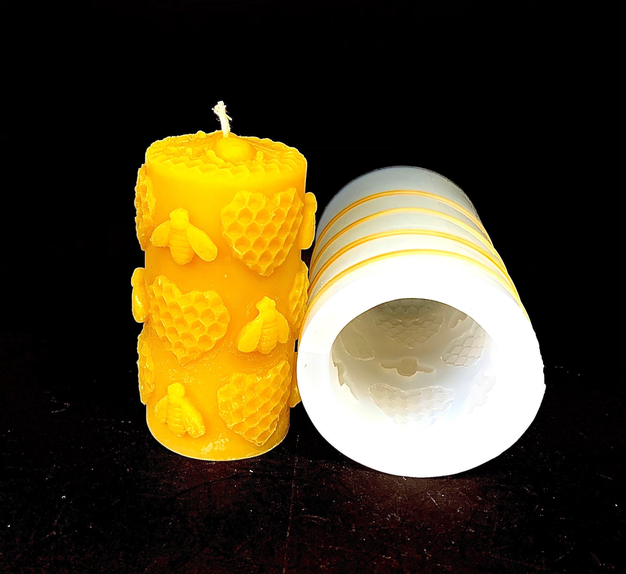 Moldes de vela, 4 moldes de vela de pilar para hacer velas, moldes de  resina de silicona 3D, moldes de velas de abeja en forma de panal de abeja,  kits